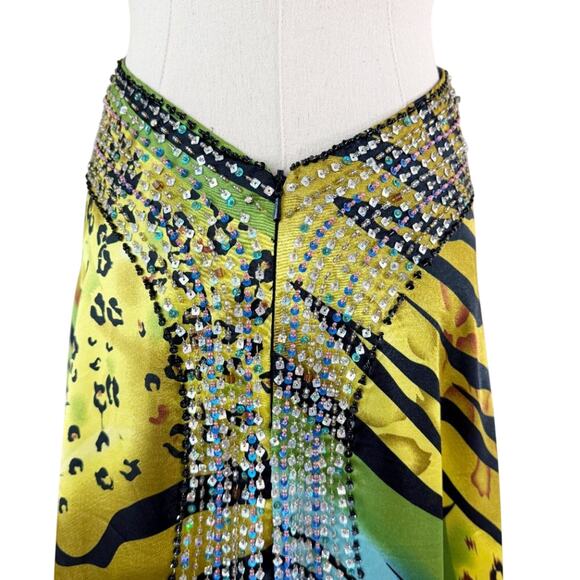 Cache Multicolor Animal Print Formal/Prom Dress Size 4 Beaded Details Low Back - Picture 9 of 10